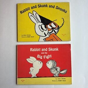 2 Vintage Rabbit and Skunk Paperback Books by Carla Stevens